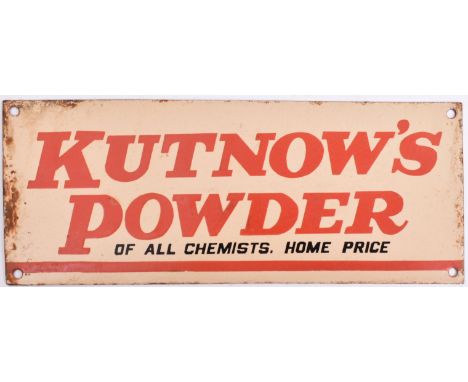 Kutnow's Powder - Of recent manufacture, a very high quality reproduction point of sale porcelain enamel advertising shop sig