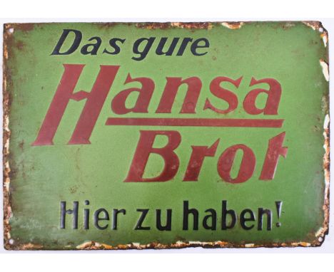 HANSA BROT - Of recent manufacture, a very high quality reproduction porcelain enamel advertising sign. The sign of rectangul