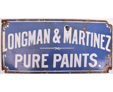 LONGMAN &amp; MARTINEZ PURE PAINTS - Of recent manufacture, a very high quality reproduction porcelain enamel advertising sig