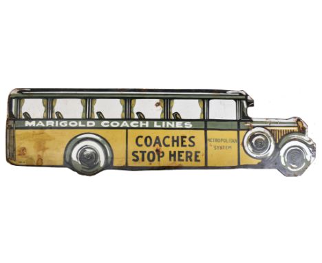 MARIGOLD COACH LINES - Of recent manufacture, a very high quality reproduction porcelain enamel advertising sign. The sign in