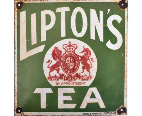 LIPTON&rsquo;S TEA - Of recent manufacture, a very high quality reproduction porcelain enamel advertising sign. The sign of s