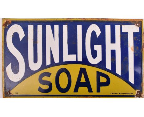 Sunlight Soap - Of recent manufacture, a very high quality reproduction point of sale porcelain enamel advertising sign. The 
