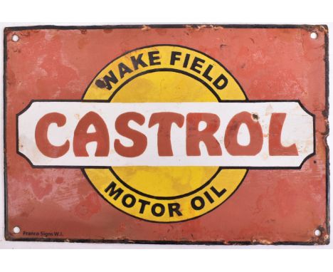 Castrol - Automobila -&nbsp;&nbsp;Of recent manufacture, a very high quality reproduction point of sale porcelain enamel adve