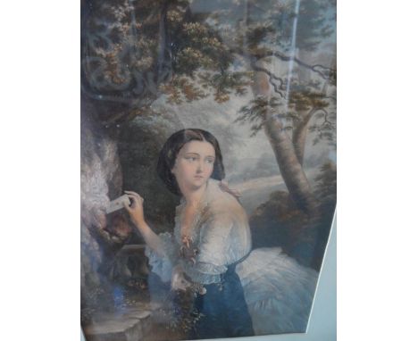 Original Victorian Baxter print "Posting a letter" in fine quality old frame,The print measures 37 x 26 cm 