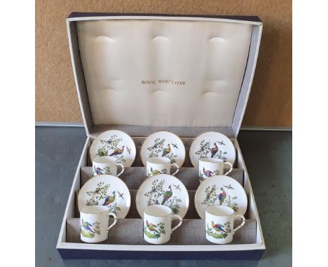 Cased Royal Worcester demi-tasse coffee-can set of 6 cups & 6 saucers,All appear in good condition 