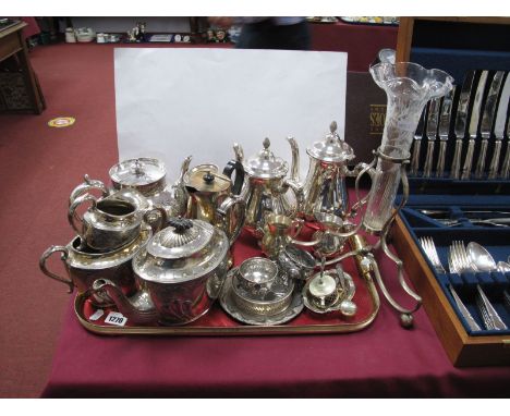 A XX Century Plated Teapot, in classical style, various other plated wares:- One Box.