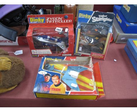 Dinky Diecast Toys, Zygon Patroller No 363 and Trident Starfighter No 362 and Klingon Battle Cruiser, all boxed. (3)