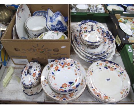 A Late XIX Century Dinner Service, meat plates, tureens, plates, bowls, thirty four pieces, together with other china includi