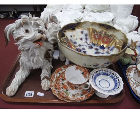 Algora Spanish Playful Dog, 40cm long, Carlton ware bowl and dish (with damages) etc:- One Tray.