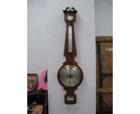 F Barnasconi &amp; Son, 6 Collingwood St, Newcastle on Tyne, XIX Century mahogany four dial barometer, 100cm