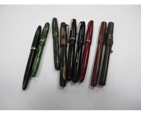 Vintage Fountain Pens, including Conway, Blackbird, Parker, Burnham, with 14ct gold nibs.