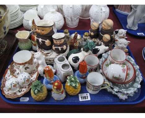 Goebel Condiments in the Form of Monks, other condiments, etc:- One Tray