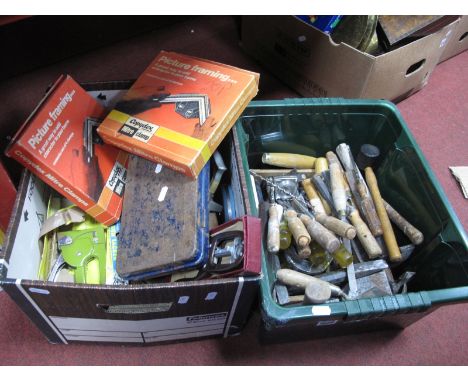 Chisels, Clamps, Hammer and Other Tools:- Two Boxes