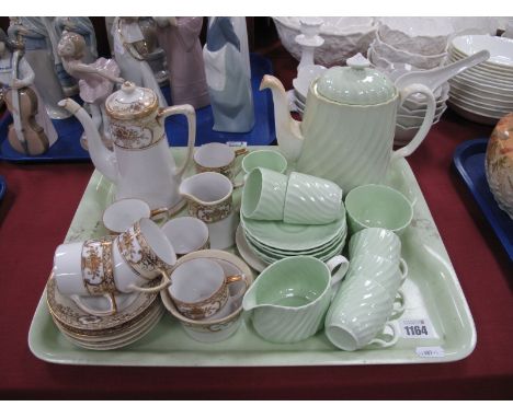 A Minton Coffee Set, of plain green wrythen form; a part Noritake coffee set (some a/f).