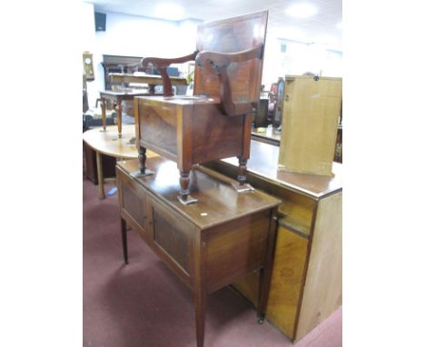 An Edwardian Mahogany Washstand, together with a XIX Century mahogany commode, with hinged lid, shaped arms, and a small pine