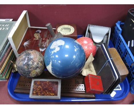A Quantity of Small Collectable's, including three globes, bakelite speaker, boxed 'Japanese Box' by W.R Jacob &amp; Co, Art 