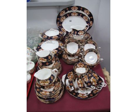 A c.1920's Royal Albert 'Heirloom' Pattern Dinner and Tea Service, comprising two meat plates, two lidded tureens, sauce boat