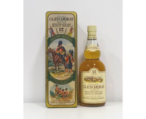 GLEN MORAY 12YO HIGHLAND REGIMENTSA decoratively presented bottle of Glen Moray 12 Year Old Single Malt Scotch Whisky in the 