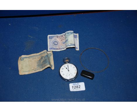 Two old Rupee Banknotes and an Elephant Hair (?) bangle, etc.