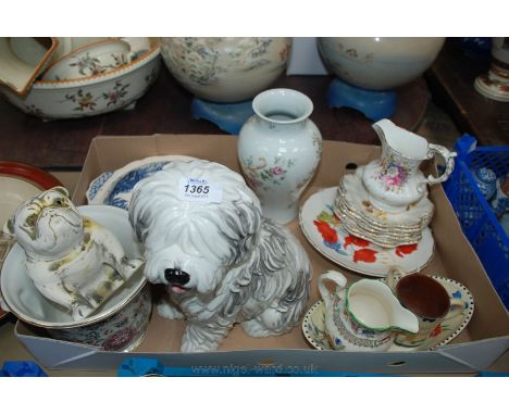 A large quantity of china including Hammersley floral jug, Italian vase, Ridgway hand painted dish, Royal Albert poppy wall p