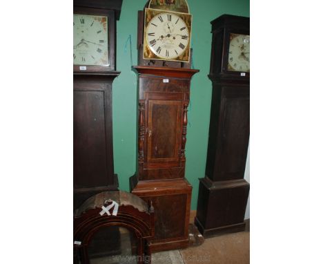 A 19th c. Mahogany Longcase Clock by William Meredith of Merthyr having ornate boxwood strung and Rosewood banded hood with s