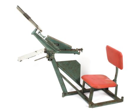 A portable Bowman manual clay trap with seat and back rest. Will throw bird and bolting clay rabbits