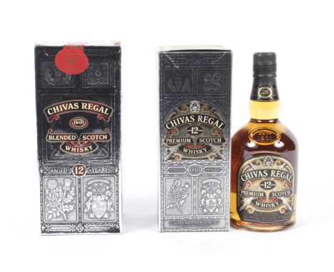 Two bottles of Chivos regal scotch whisky. Both boxed, 1.14L &amp; 70cl, both 40% vol.