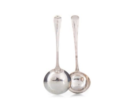 GEORGE III SILVER SAUCE LADLE MAKER'S MARK RUBBED, LONDON 1796 threaded Old English pattern, along with a matched early Victo