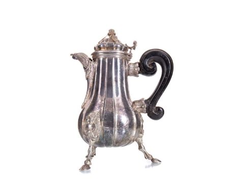 RARE MALTESE SILVER COFFEE POT EMMANUEL DE ROHAN PERIOD (CIRCA 1775-97) stamped marks comprising P.M below fleur-de-lis type 