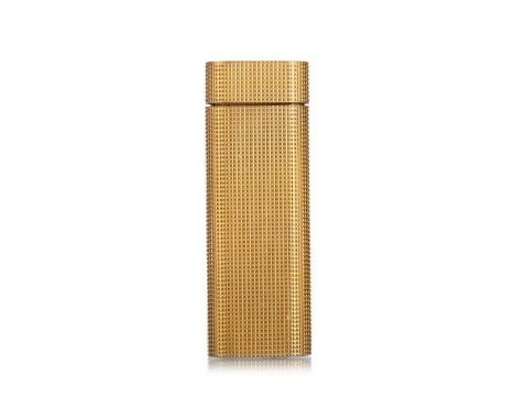 CARTIER, GOLD PLATED LIGHTER SECOND HALF OF THE 20TH CENTURY with engine turned decoration, stamped Cartier Paris 40239 to ba