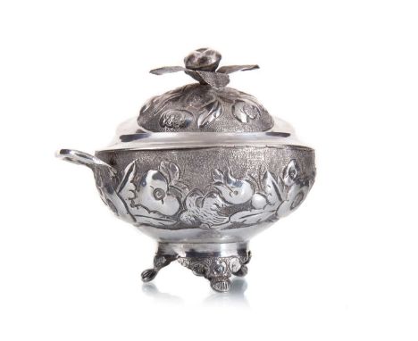 CONTINENTAL SILVER SUGAR BOWL AND COVER 18TH/19TH CENTURY four stamped marks comprising two R.B. over bull, T, and possible d