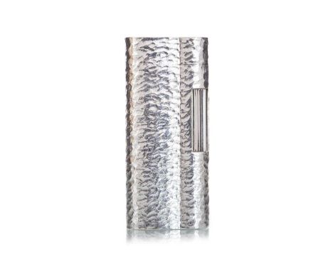 DUNHILL, SILVER PLATED LIGHTED SECOND HALF OF THE 20TH CENTURY with textured body, stamped dunhill  A/D d71214 MADE IN ENGLAN