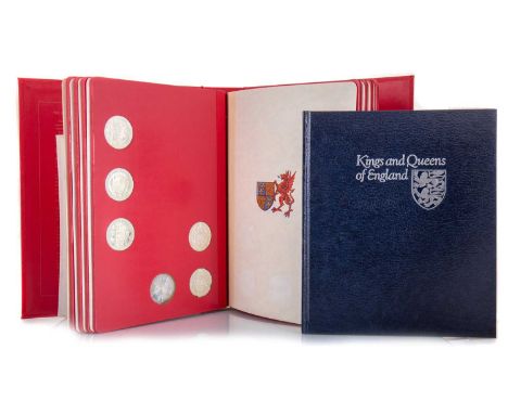 THE KINGS AND QUEENS OF ENGLAND, FIRST EDITION/STERLING SILVER PROOF SET JOHN PINCHES, 1970 complete set housed in gilt toole