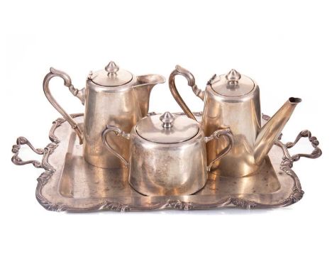 PERUVIAN SILVER COFFEE-FOR-ONE SET CARLO MARIO CAMUSSO, POST-WAR comprising a coffee pot, sugar bowl, cream jug and twin-hand