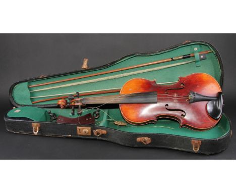 A violin, by Neuner &amp; Hornsteiner, Mittenwald in Bayern, paper label, the two-piece back 36cm long excluding button, ebon