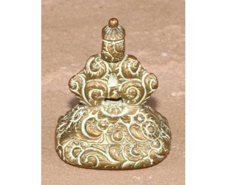 A 19th century gilt metal fob seal, the carnelian matrix intaglio inscribed Hancock &amp; Co, Govt. Merchants, Poole, 3cm wid