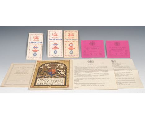 The Monarchy and Royal Interest - a ticket for the Coronation of Her Majesty Queen Elizabeth II, Stand 23, Piccadilly, Block 