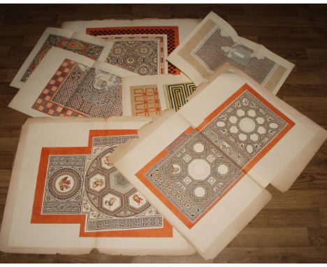 English Antiquarian School (first-half 19th century)Three studies of Romano-British Mosaic Pavementswatercolour on paper, the