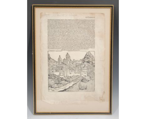 Incunabula - Hartmann Schedel, a page from the Nuremberg Chronicle, Latin version, woodblock print, Anton Koberger, 1493 