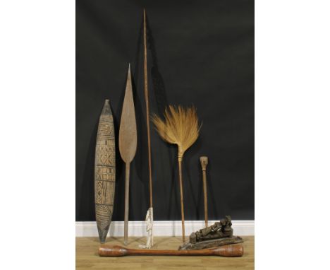 Tribal Art - a Papua New Guinea fishing spear, 180cm long overall; etc (8) 