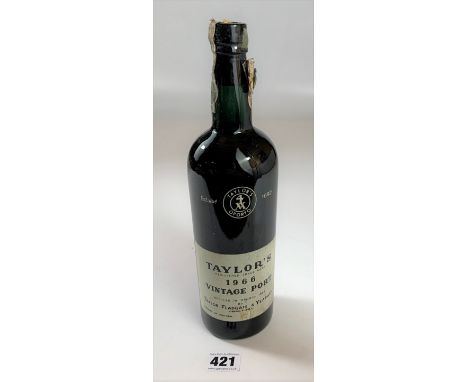 Bottle of Taylor’s 1966 Vintage Port, bottled in Oporto 1968 by Taylor Fladgate &amp; Yeatman