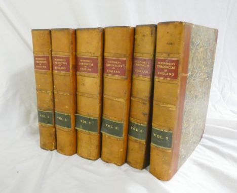 HOLINSHED RAPHAELL.&nbsp;&nbsp;Holinshed's Chronicles of England, Scotland &amp; Ireland. The set of 6 vols. Quarto. Half bro
