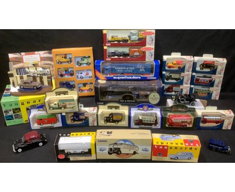 Toys - a Corgi 59565 Guinness Past &amp; Present Volvo rigid lorry and commer flatbed with load, boxed; a Vanguards 1:43 scal