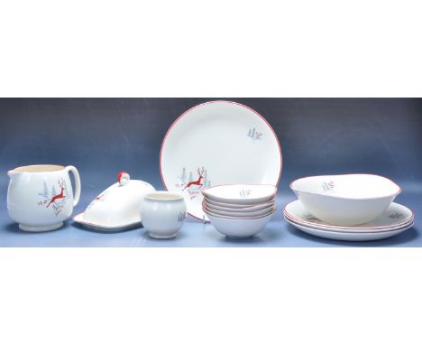 A vintage 20th century Crown Devon ceramic part dinner service comprising of bowls, butter dishes, jugs, side plates and more