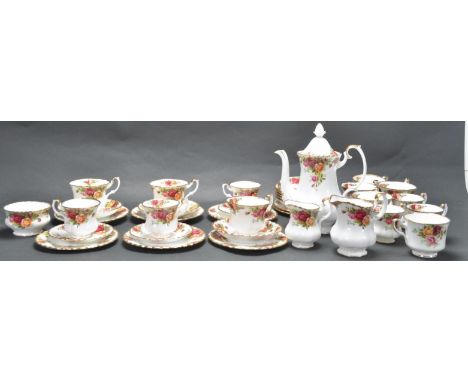 A 20th century vintage Royal Albert old Country Roses tea service to include a coffee pot, coffee cups, tea cups, saucers, si