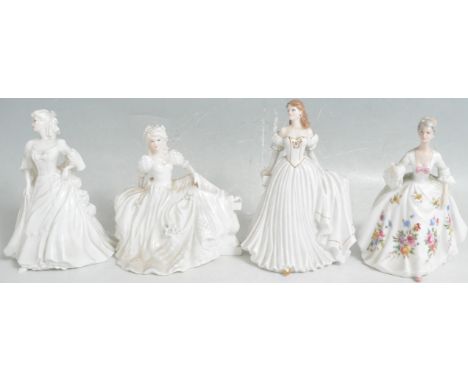 A collection of vintage 20th century ceramic figurines comprising of a Coalport Melanie, Royal Worcester Anna, Coalport Saman