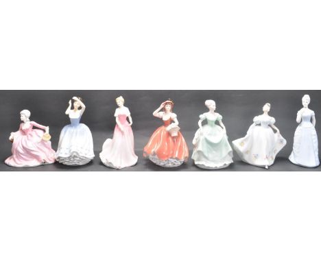 A group of seven 20th century ceramic porcelain figurines to include: Ladies of Fashion - Polly, Henrietta, Emma, Flora by Co