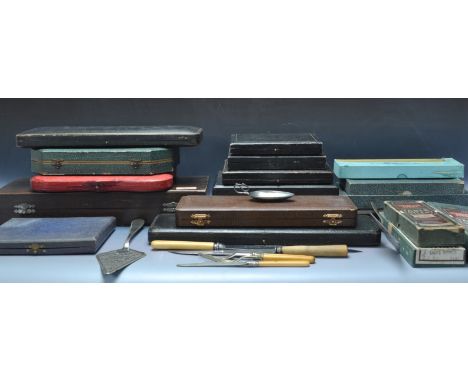 An extensive collection of vintage 19th and 20th century cased silver plated flatware in their presentation boxes. To include