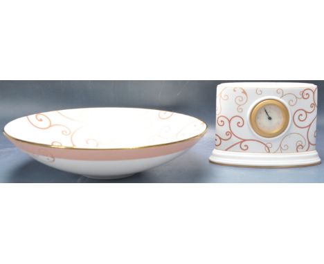 A 20th century Wedgwood bone china fruit bowl / centrepiece bowl in the Marrakech pattern, together with a matching ceramic m