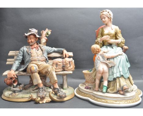 A 20th century Capodimonte porcelain figure group by Sandro Maggioni entitled 'Hide and Seek' featuring a mother seated and s